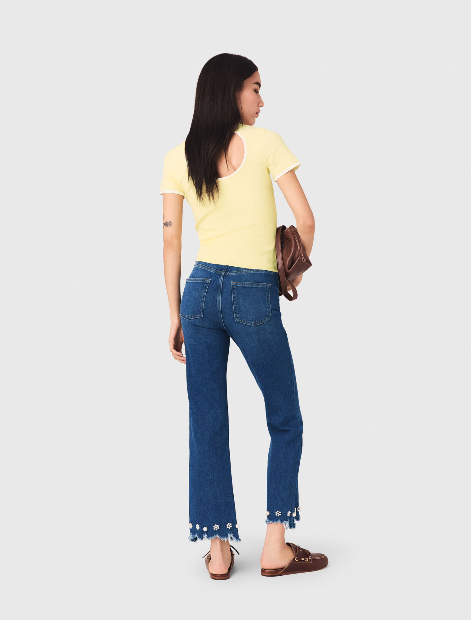 Jeans bootcut con perle