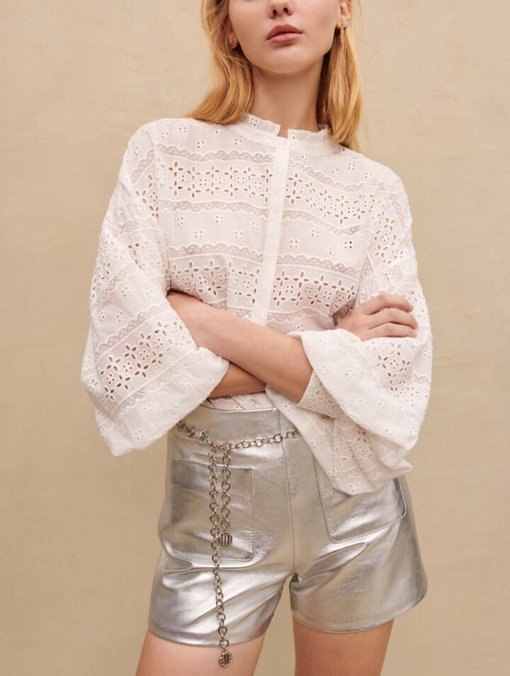 Pantaloncini in pelle metallizzata
