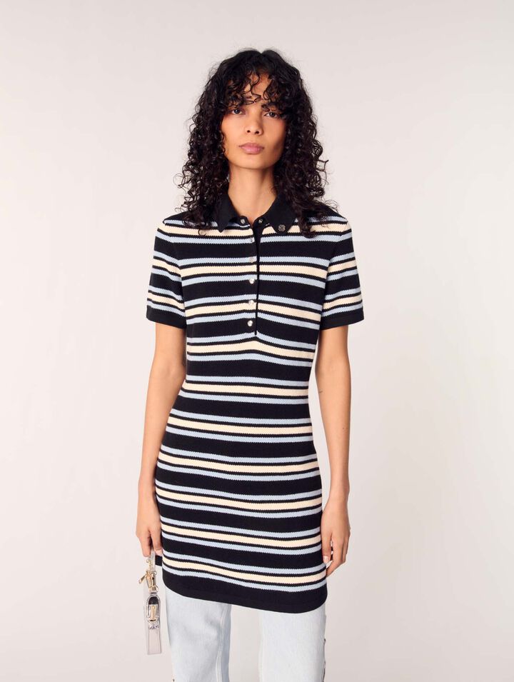 Abito a polo in maglia a righe