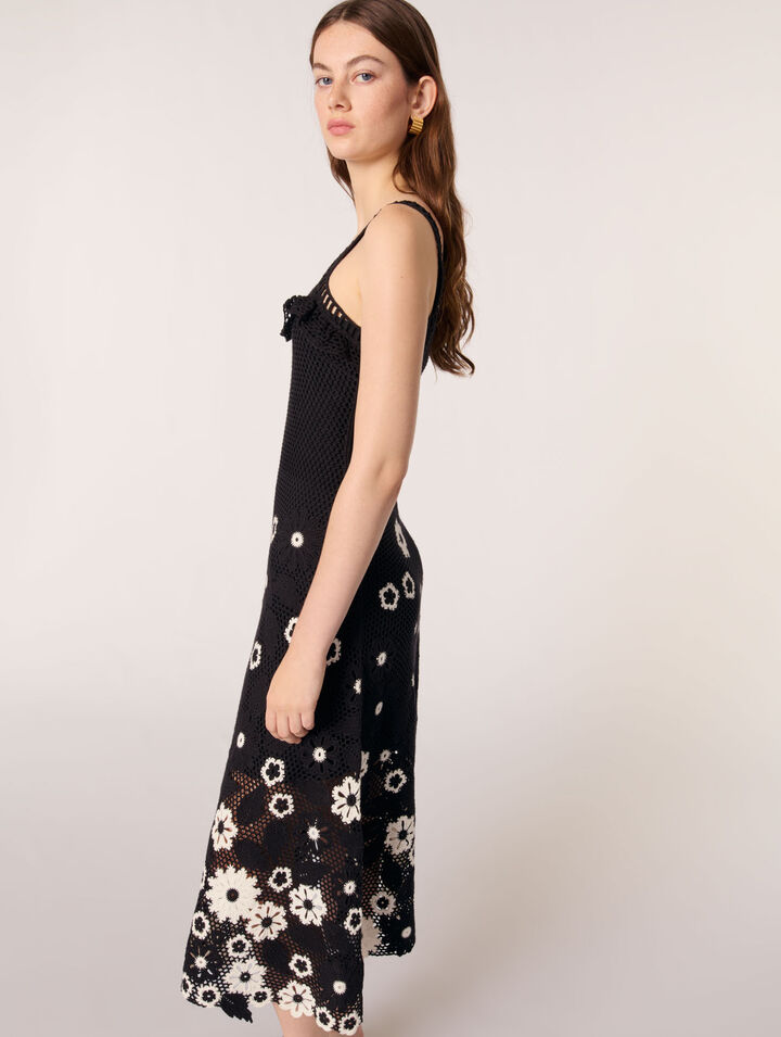 Abito lungo crochet floreale
