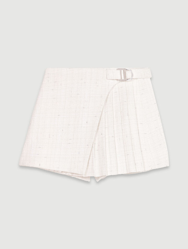 Gonna a pantaloncino plissé e tweed