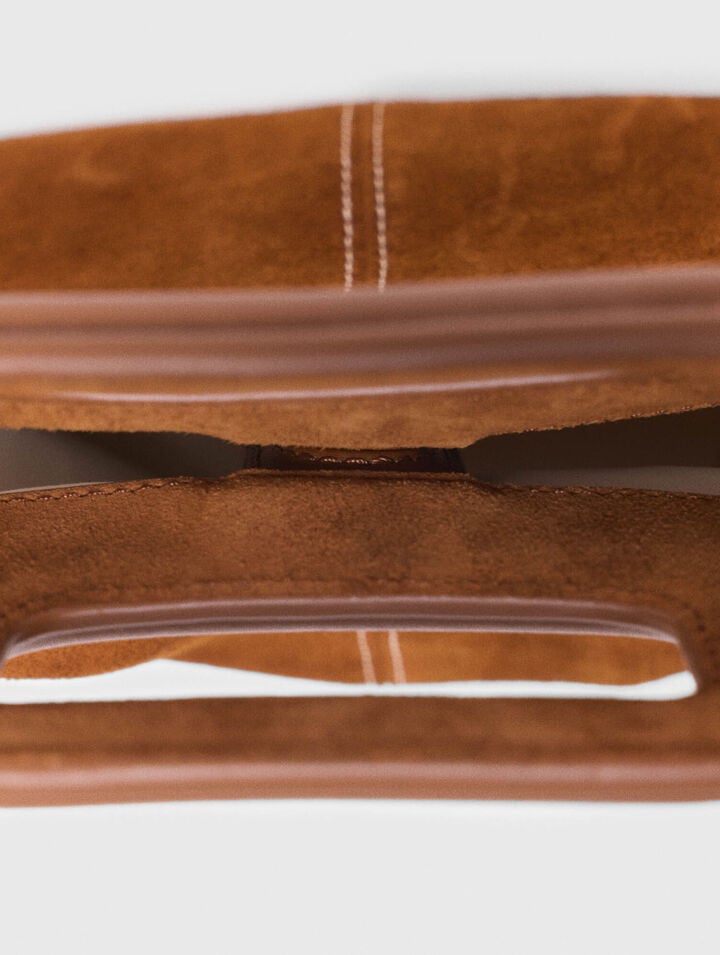 Borsa M in scamosciato impunturato