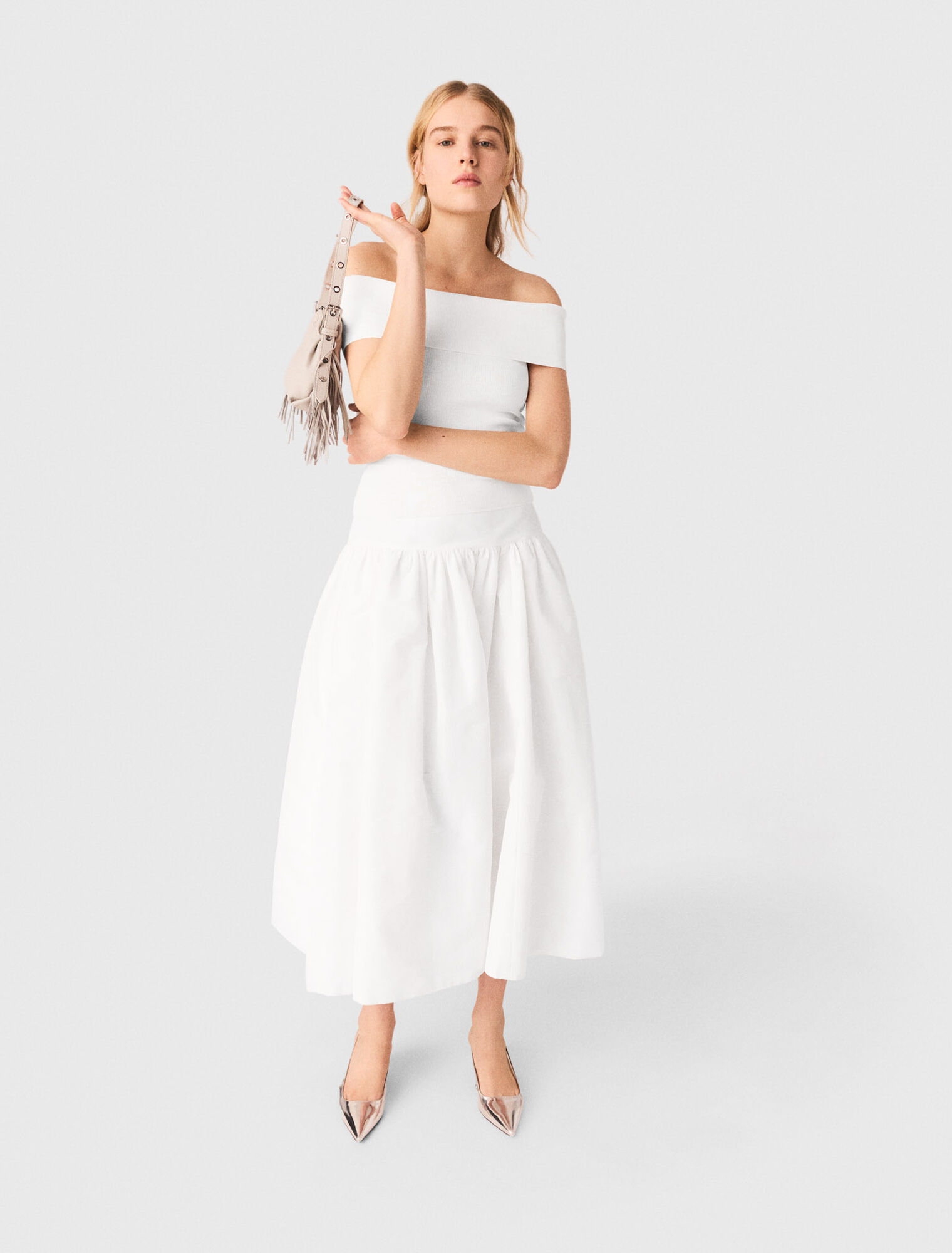 Top scollo bardot in maglia a coste