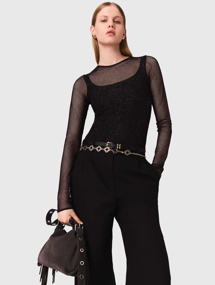 Top in jersey con strass