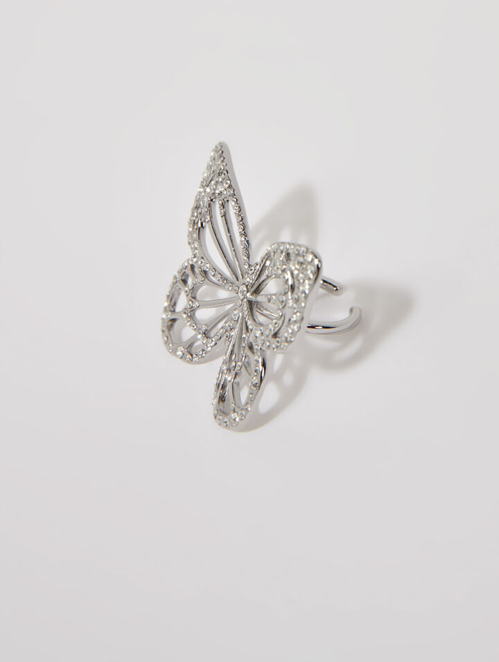 Anello con farfalla glitterata