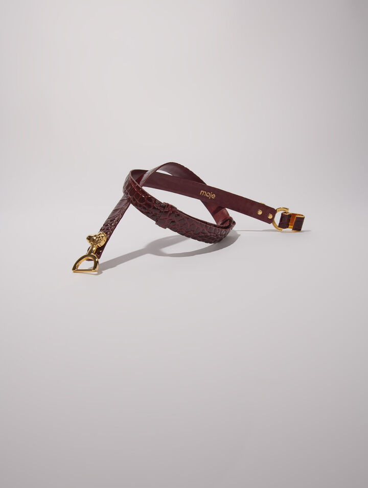 Cintura fine in pelle fibbia leone