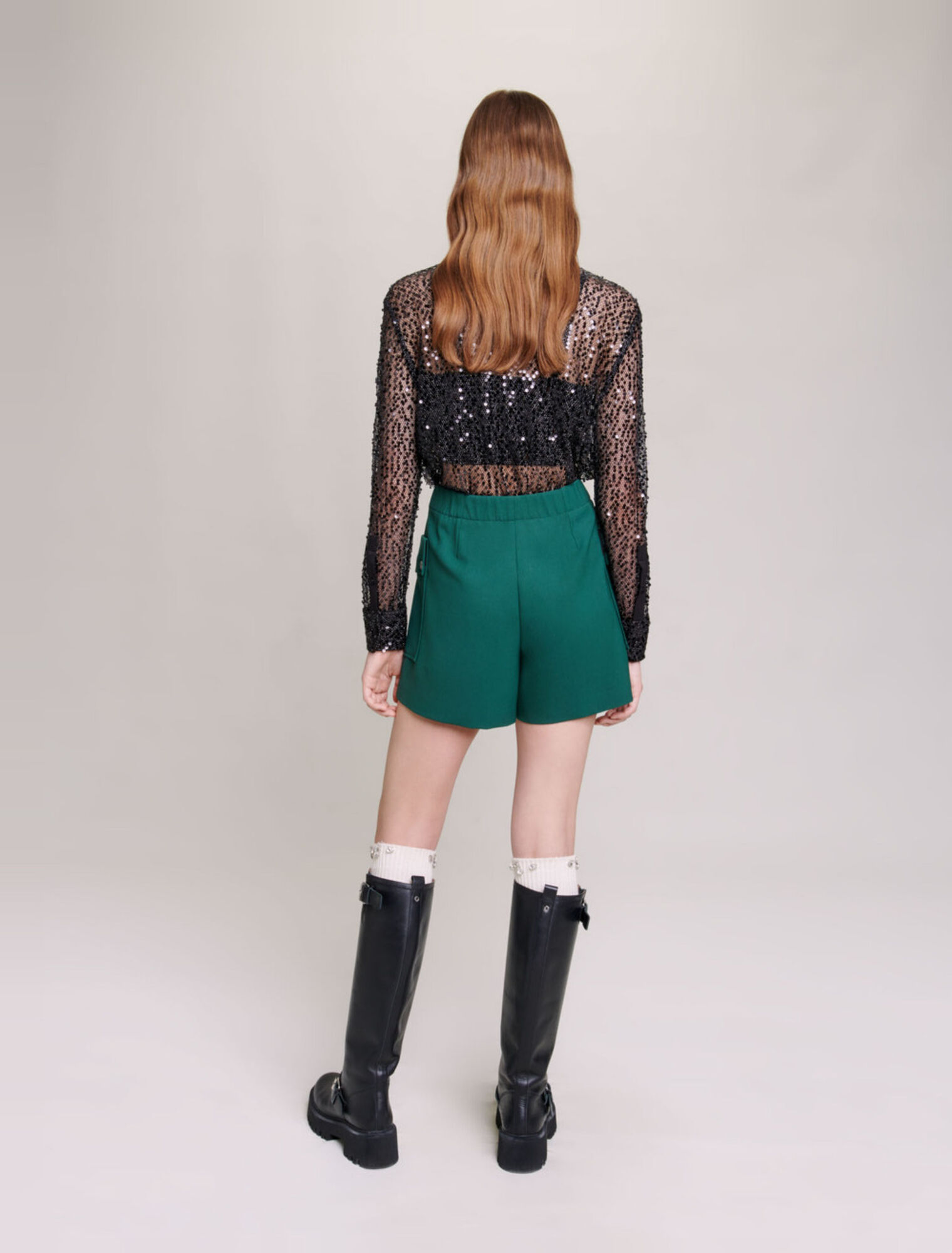 Camicia corta con paillettes