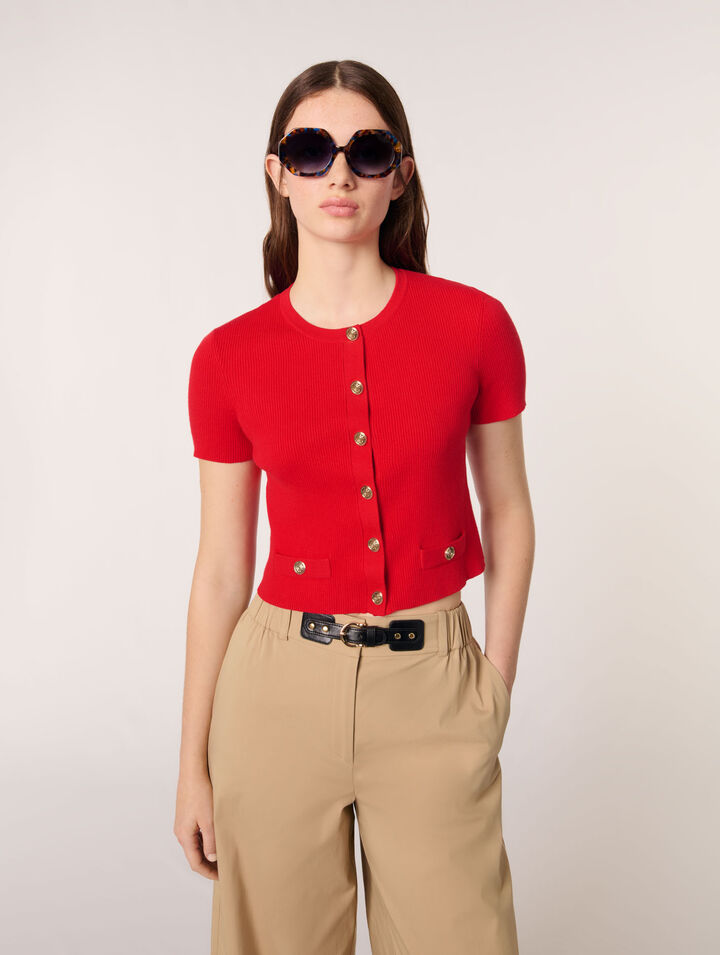 Cardigan corto con bottoni dorati