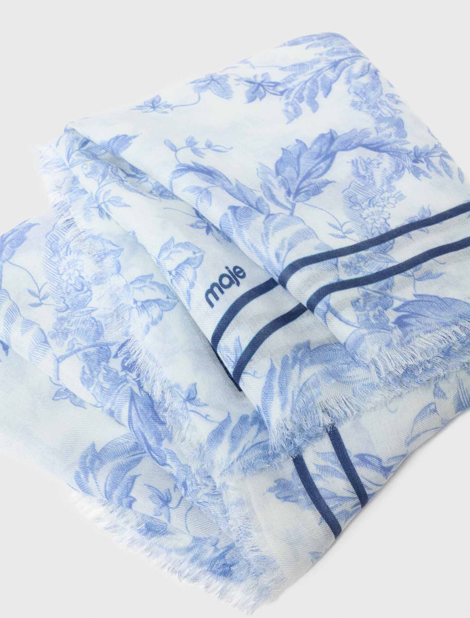 Scialle in misto lana stampa fiori