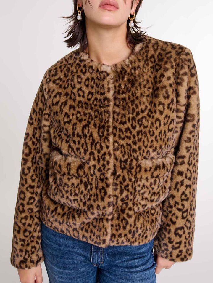 Giacca corta in pelliccia sintetica