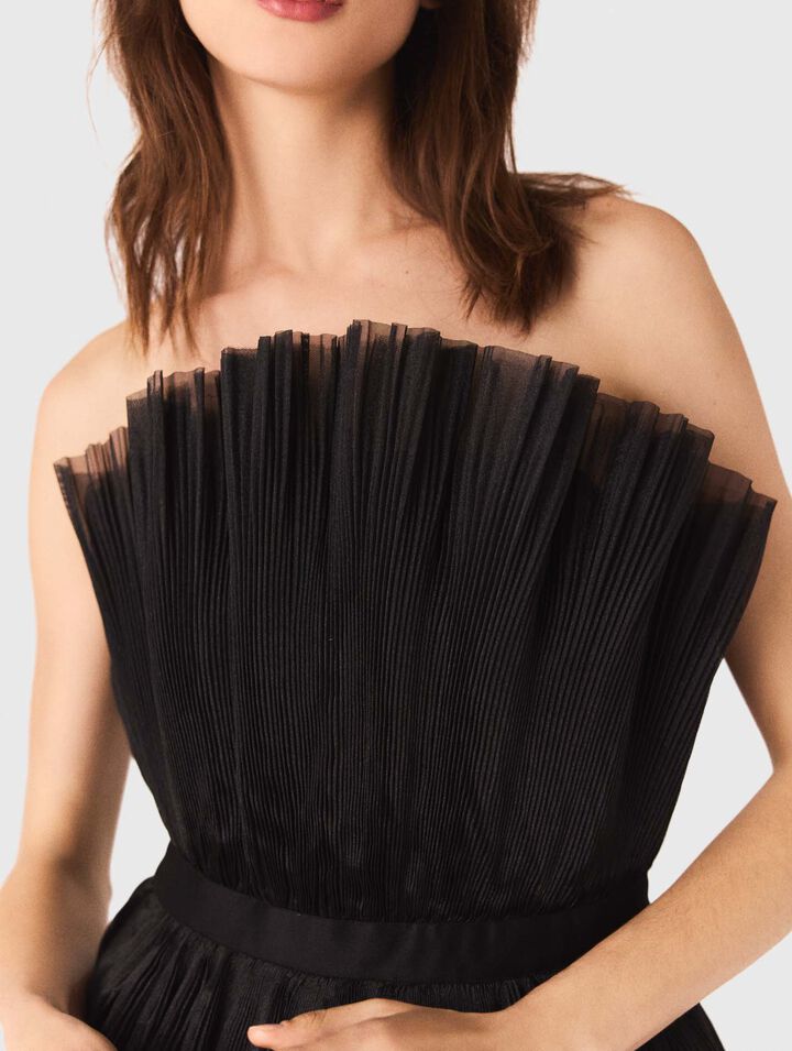 Abito bustier in tulle e organza