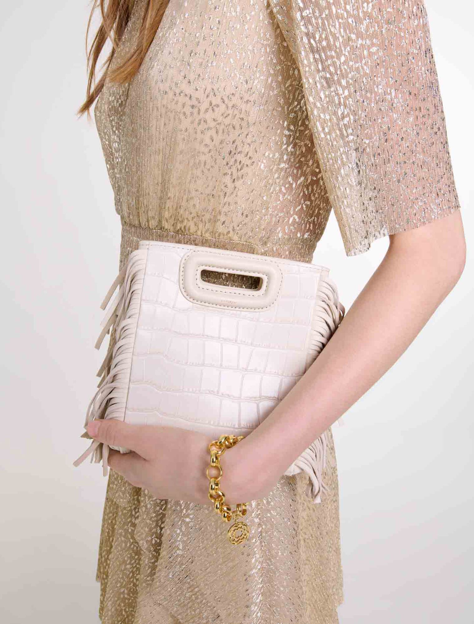 Borsa M in pelle effetto coccodrillo