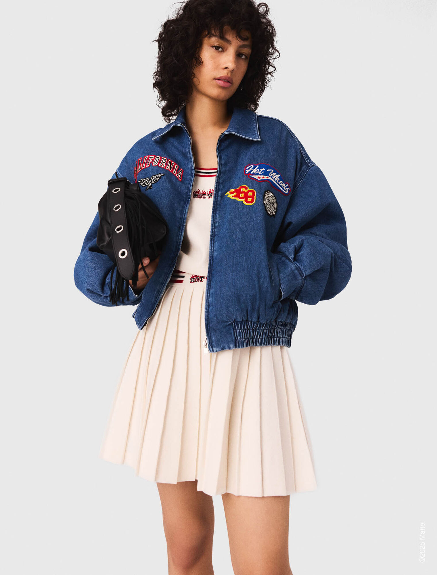 Giacca oversize in denim ricamato