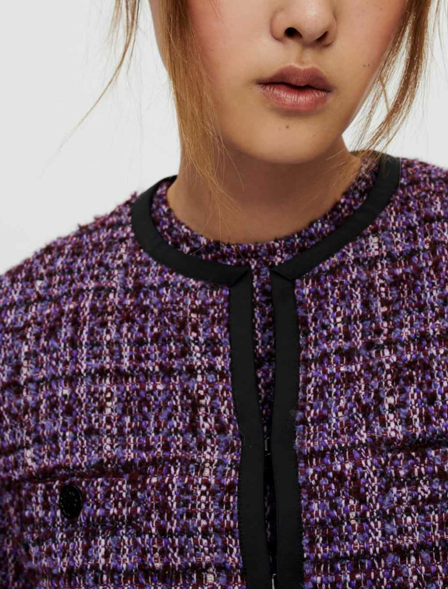 Giacca in tweed trapuntato viola