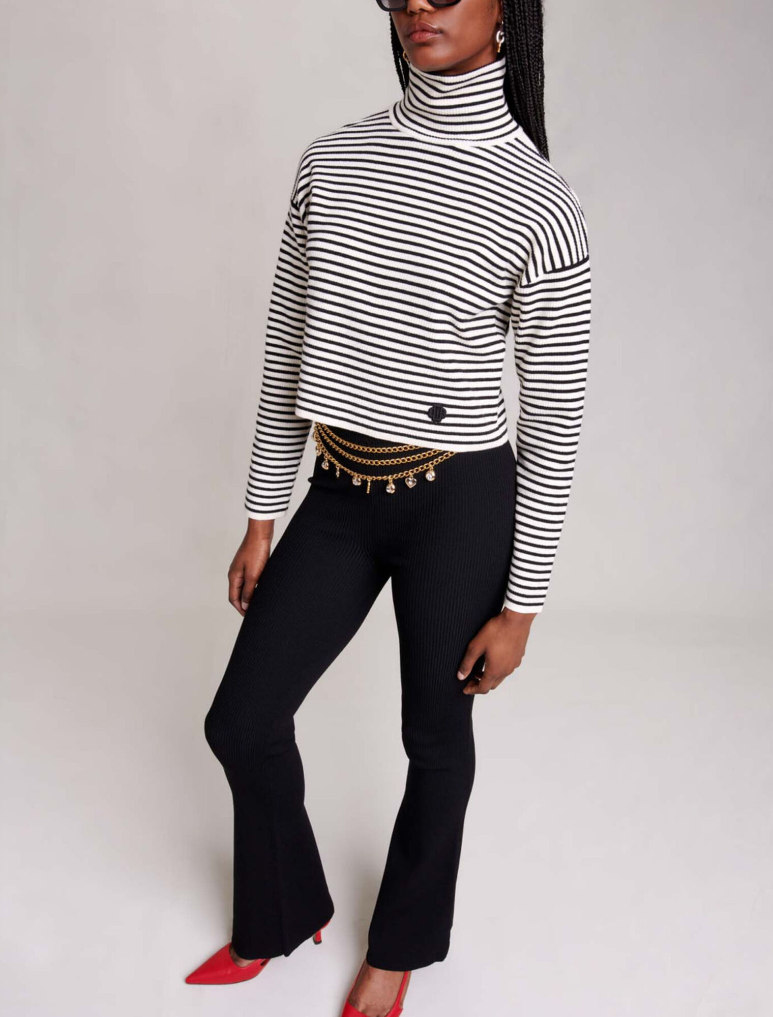 Pantaloni in maglia a costine