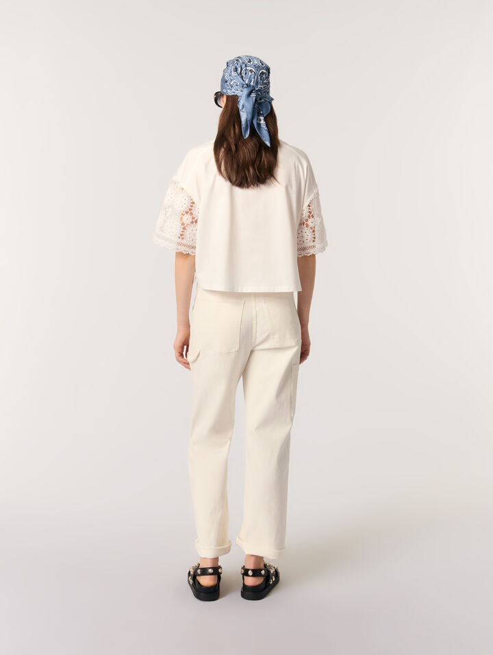T-shirt con maniche in crochet