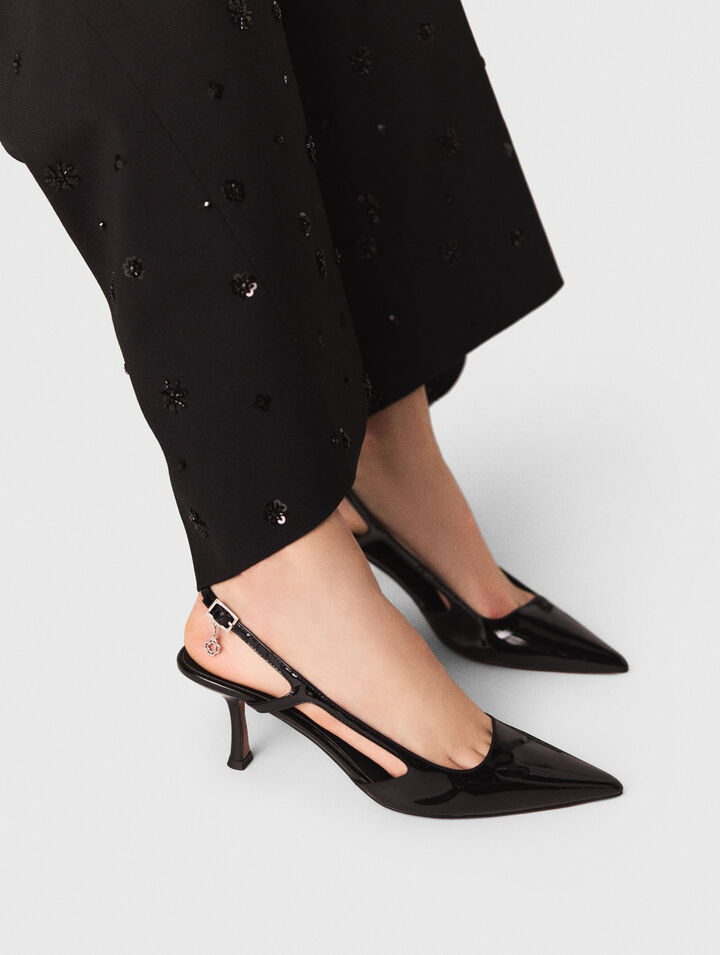 Décolleté slingback in pelle verniciata