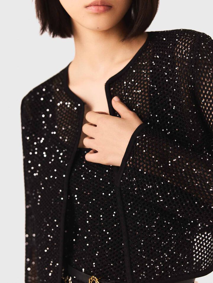 Cardigan in maglia glitterata