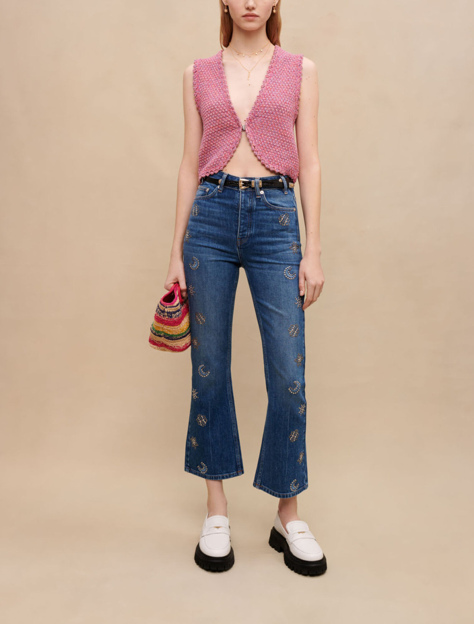 Jeans impreziositi da cristalli di luna