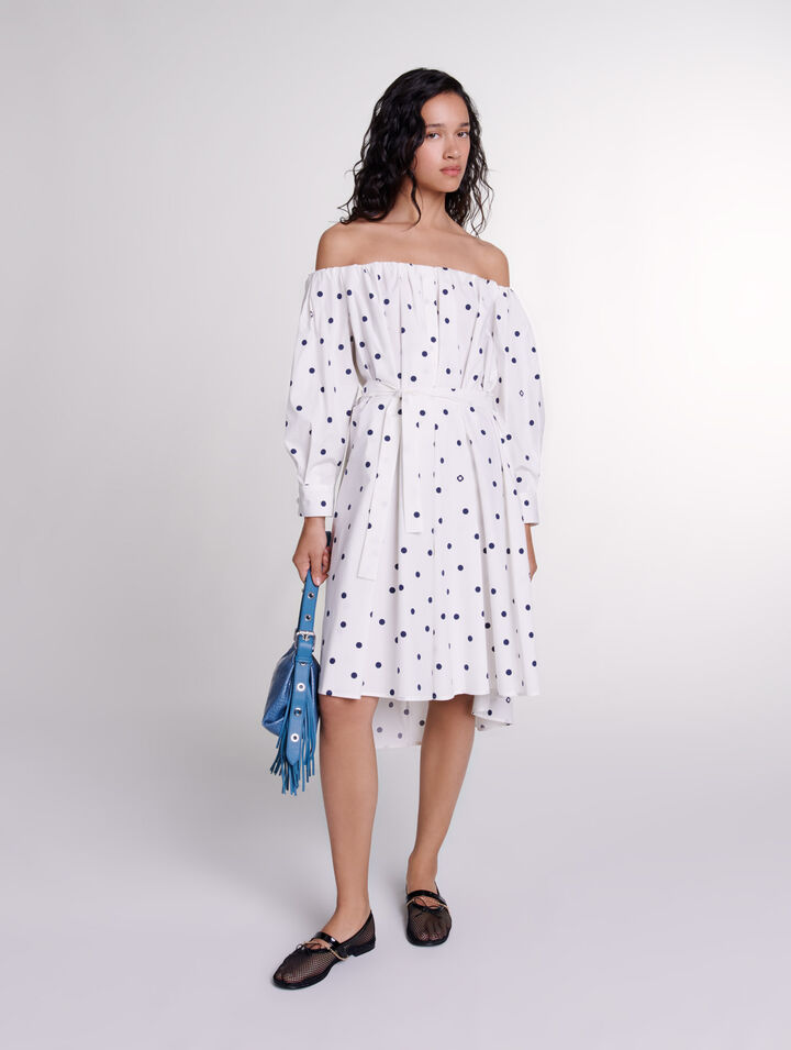 Abito chemisier con scollo bardot 