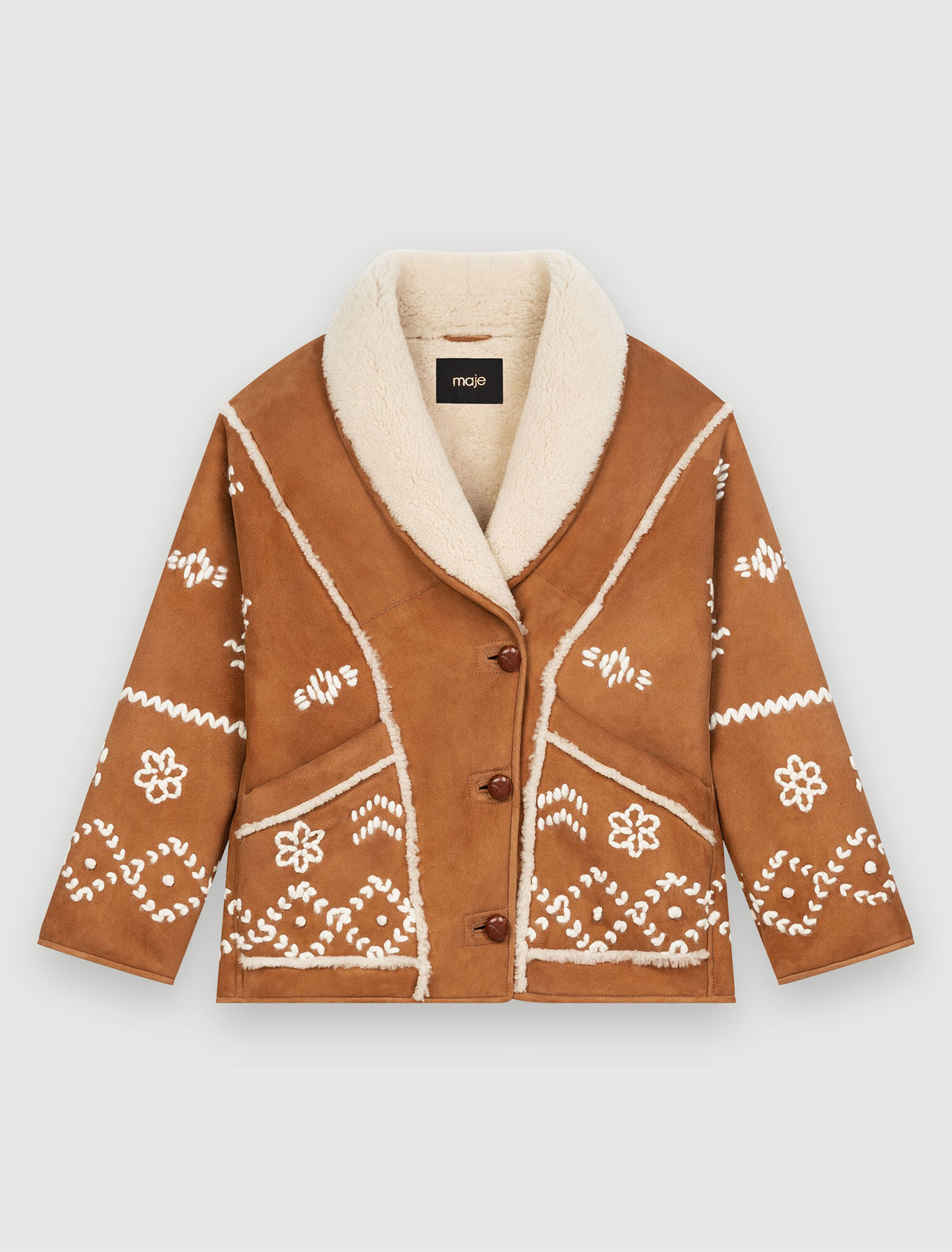 Cappotto scamosciato ricamato