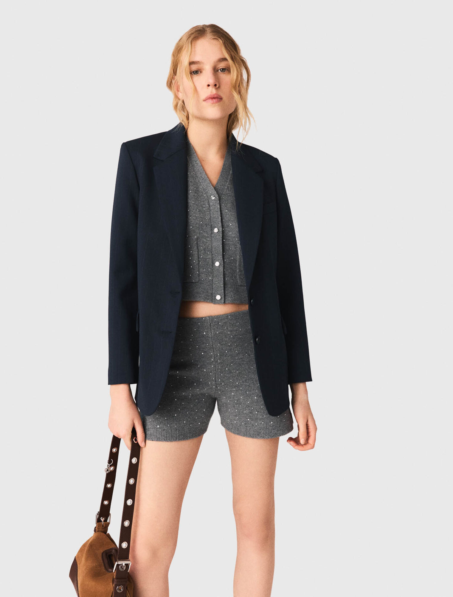 Shorts in maglia con strass