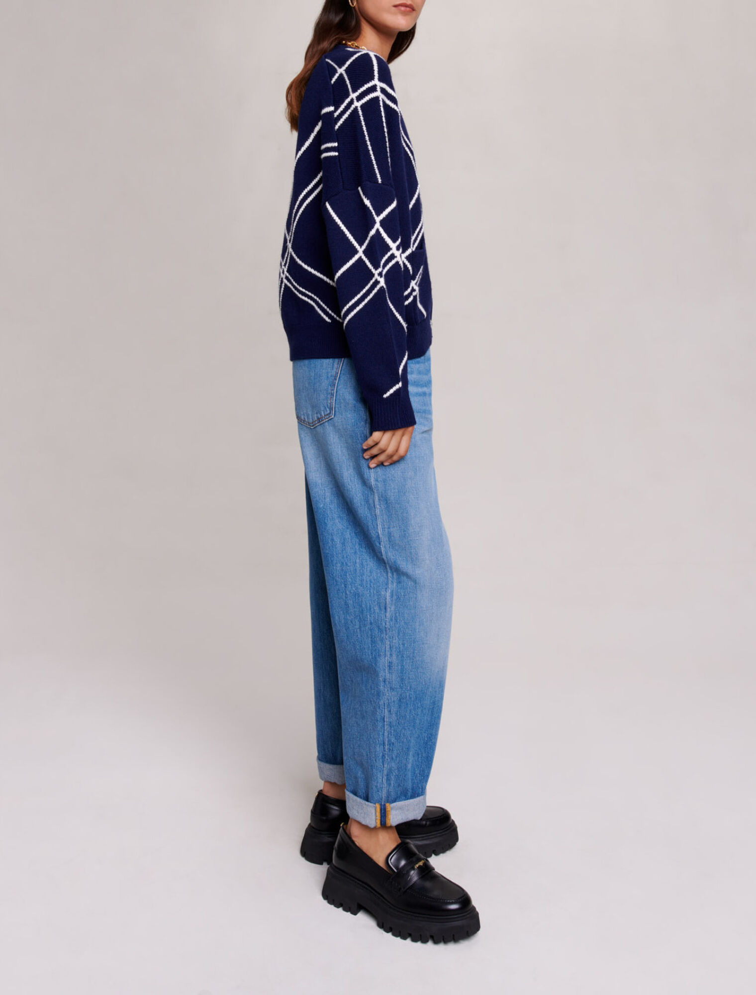 Cardigan in maglia a righe