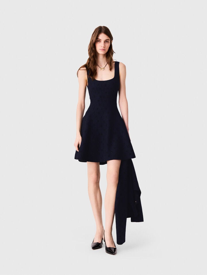 Abito corto svasato in jacquard