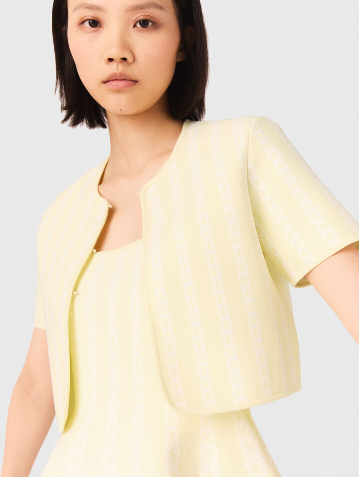 Cardigan corto in maglia jacquard
