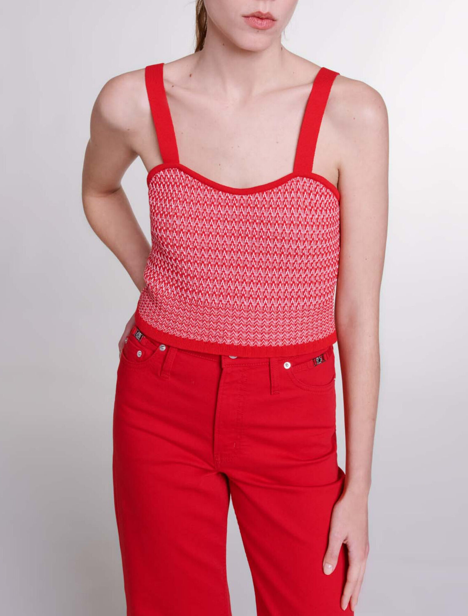 Twin set in maglia fantasia spigata