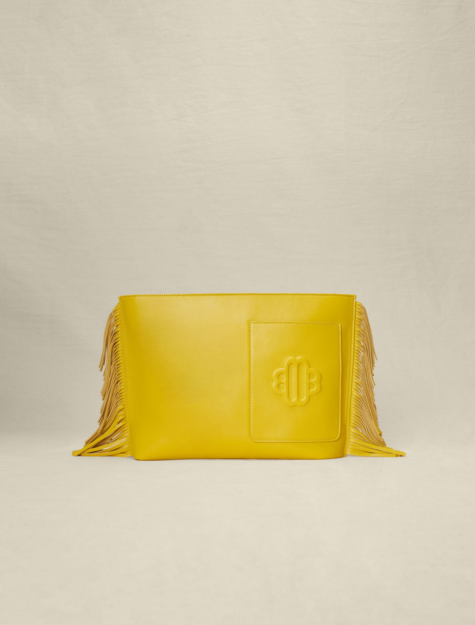 Pochette in pelle con frange