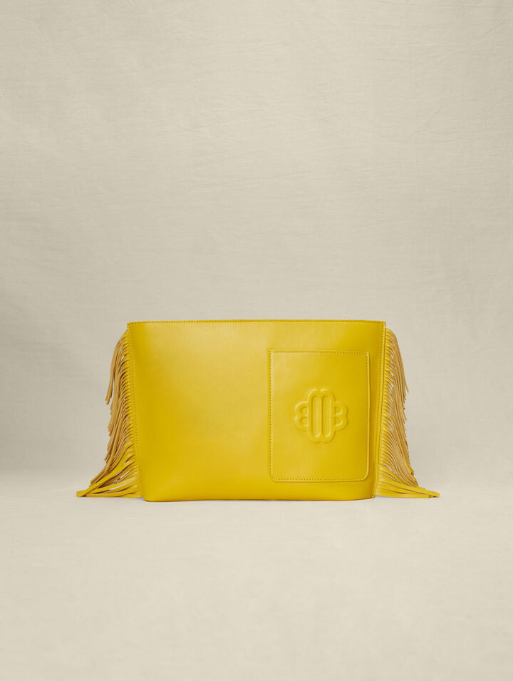 Pochette in pelle con frange
