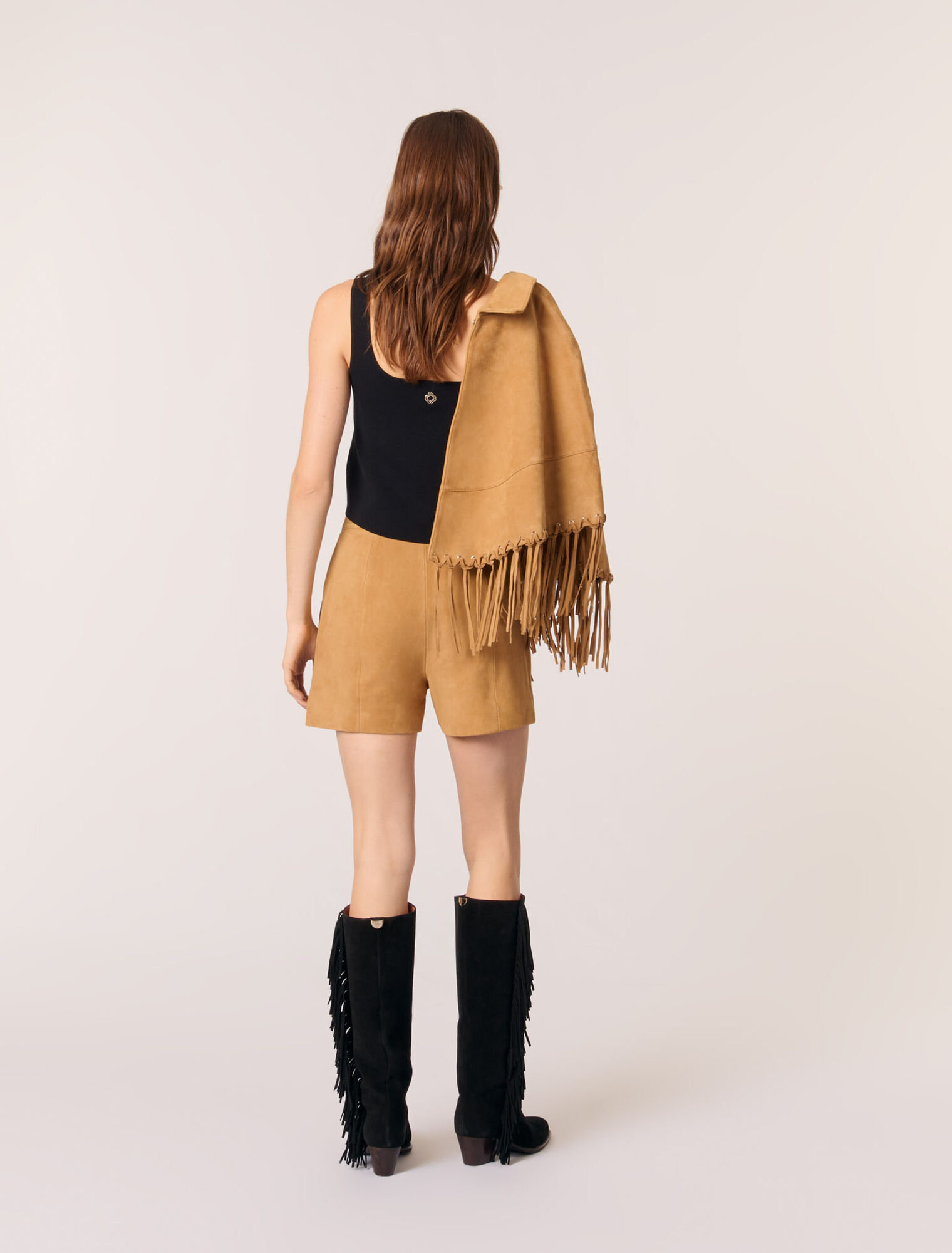 Shorts con frange in nabuk