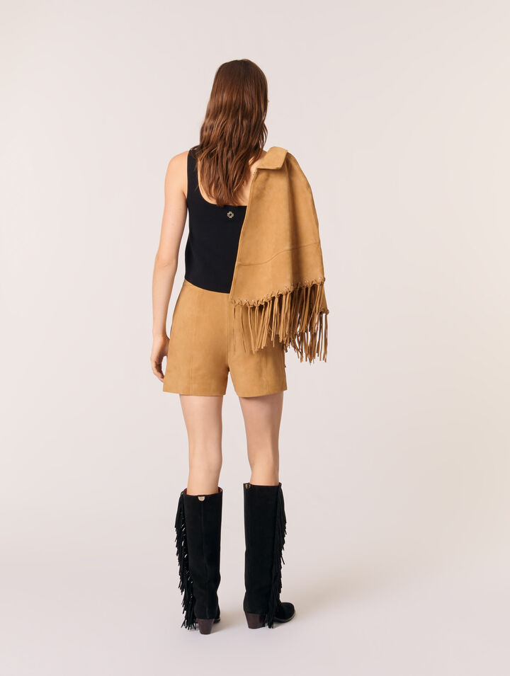 Shorts con frange in nabuk