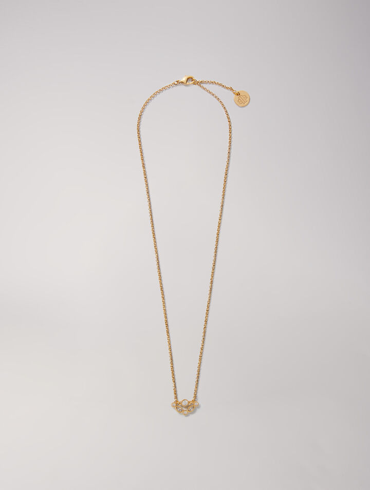 Collana dorata con strass