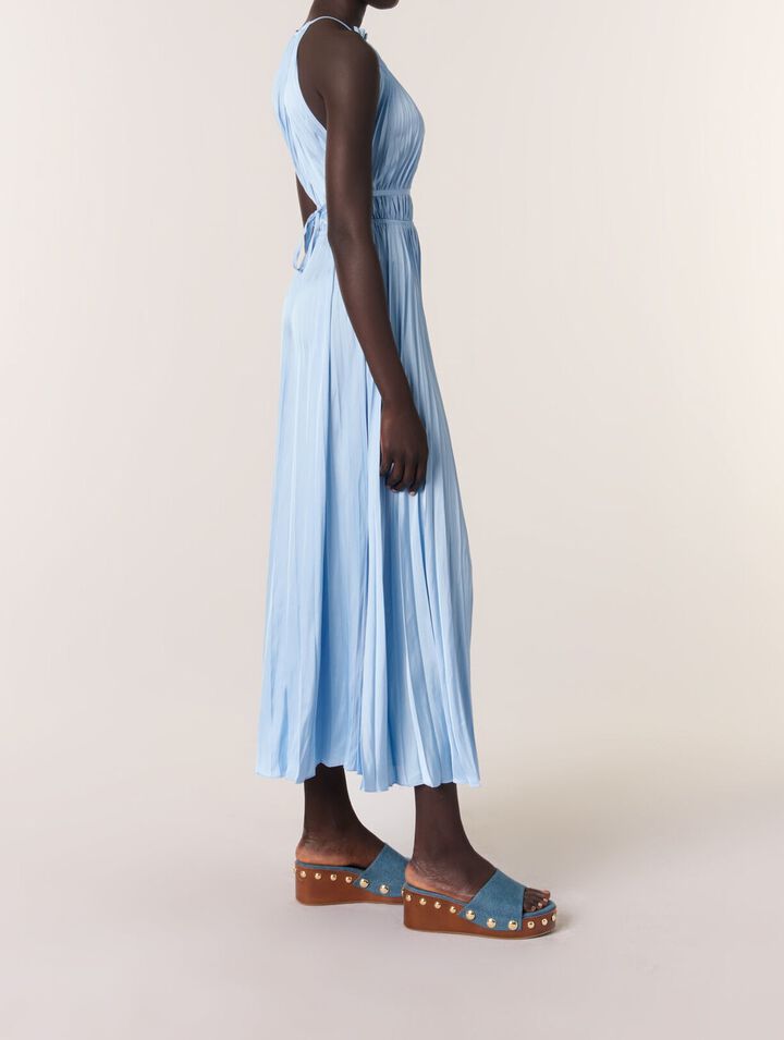Mules con zeppa in denim e borchie