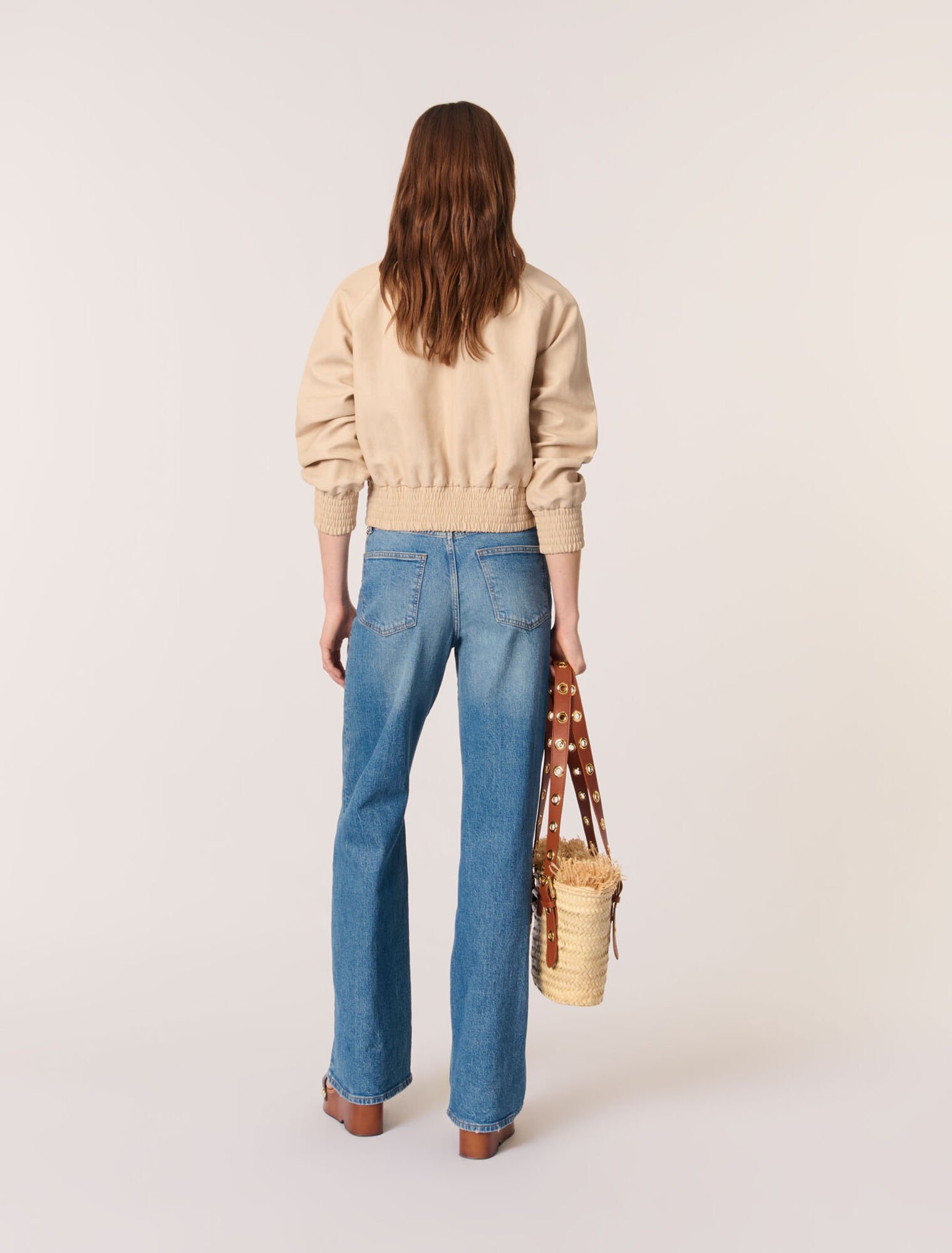 Giubbotto bomber in lino e cotone