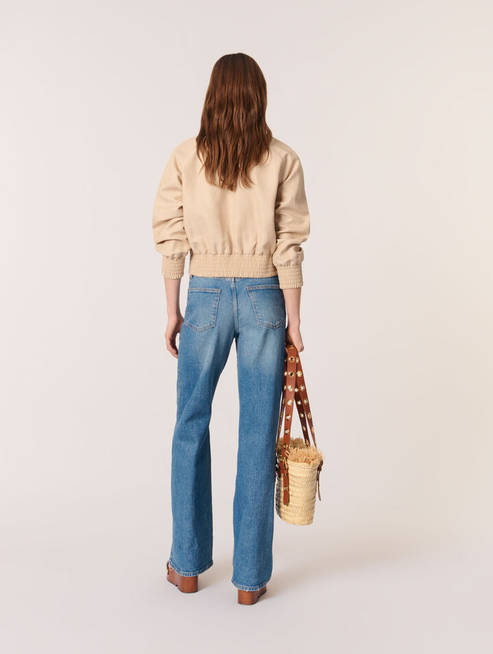 Giubbotto bomber in lino e cotone
