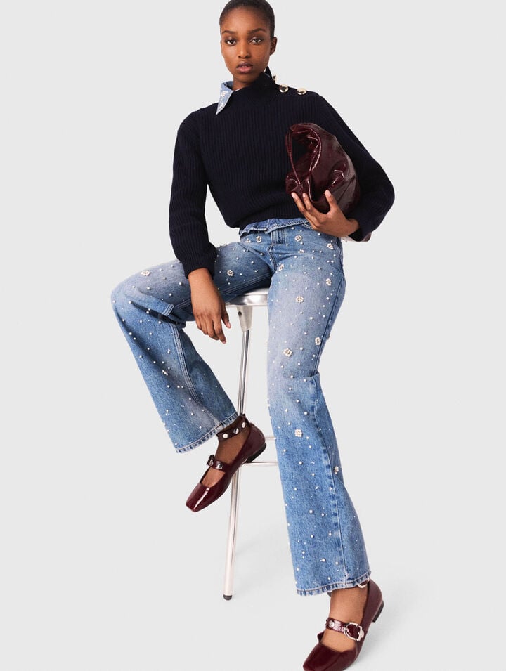 Jeans larghi ricamati
