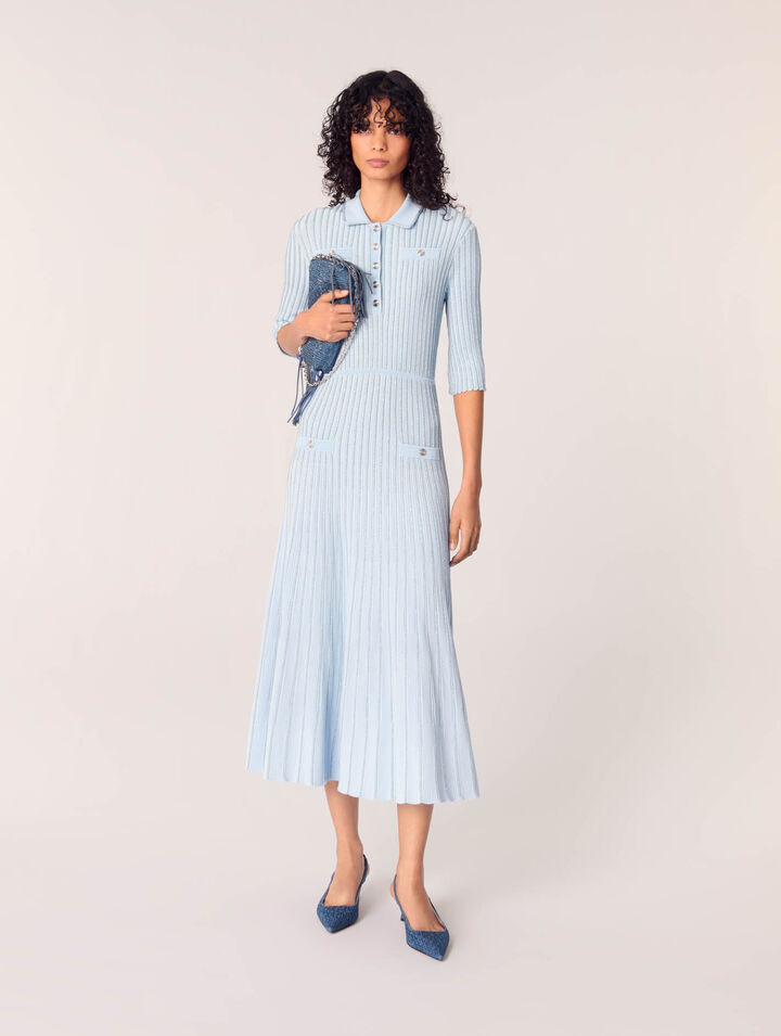 Abito midi in maglia a coste