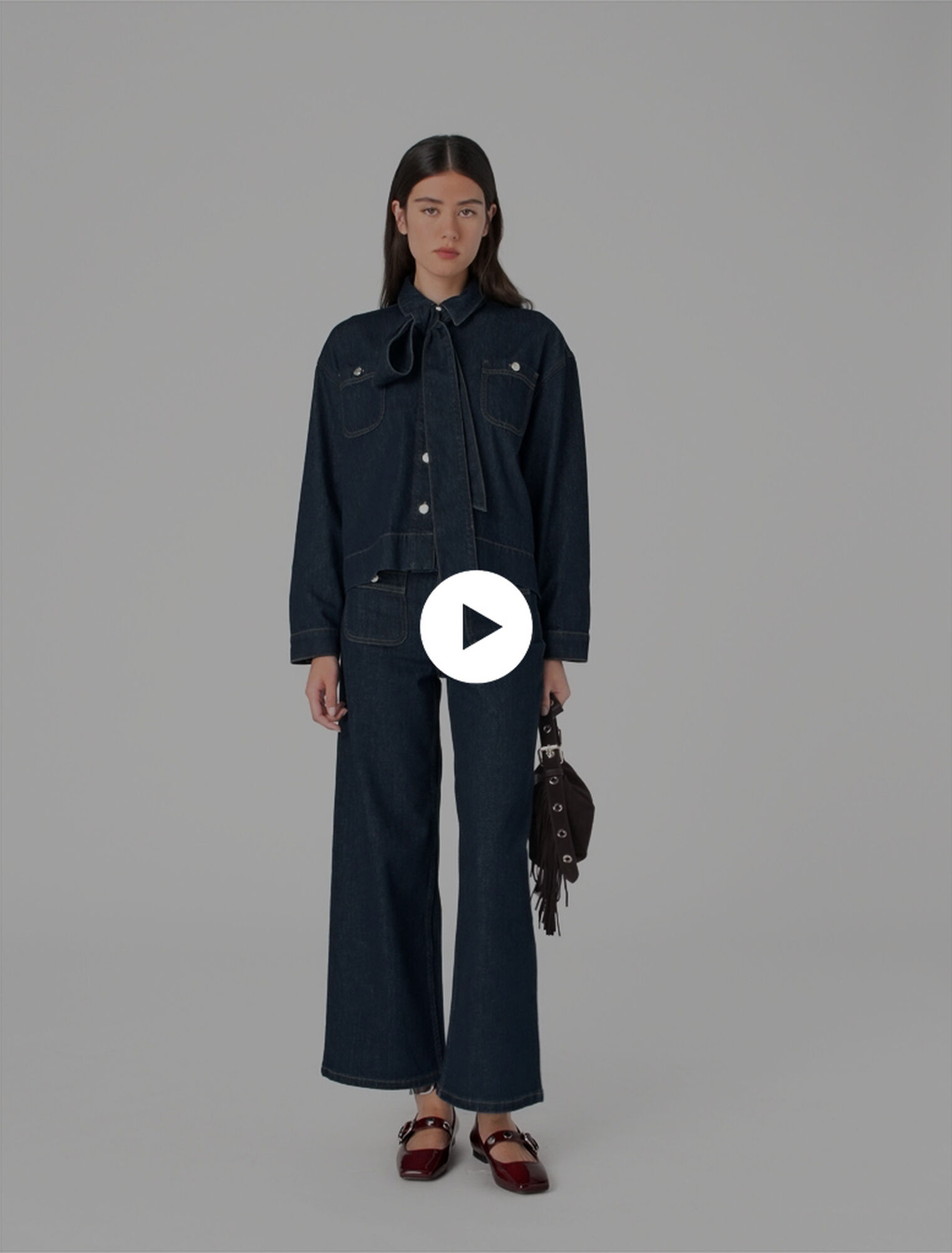 Camicia in denim con lavallière
