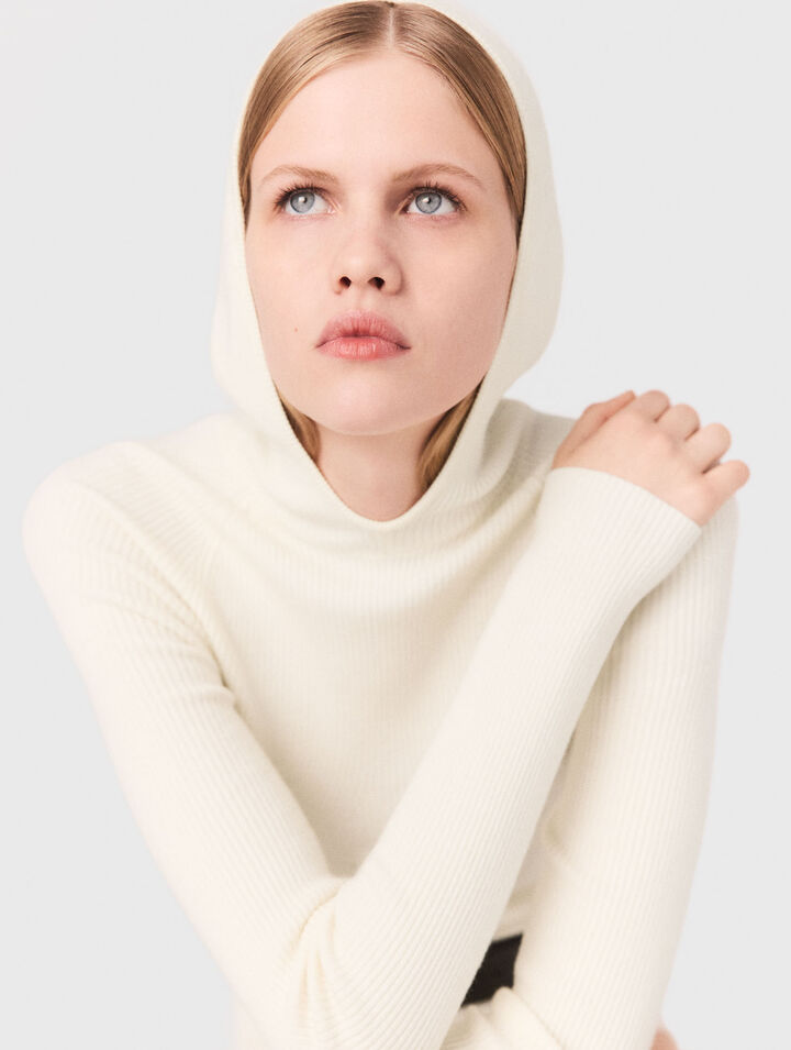 Body in maglia a coste con cappuccio