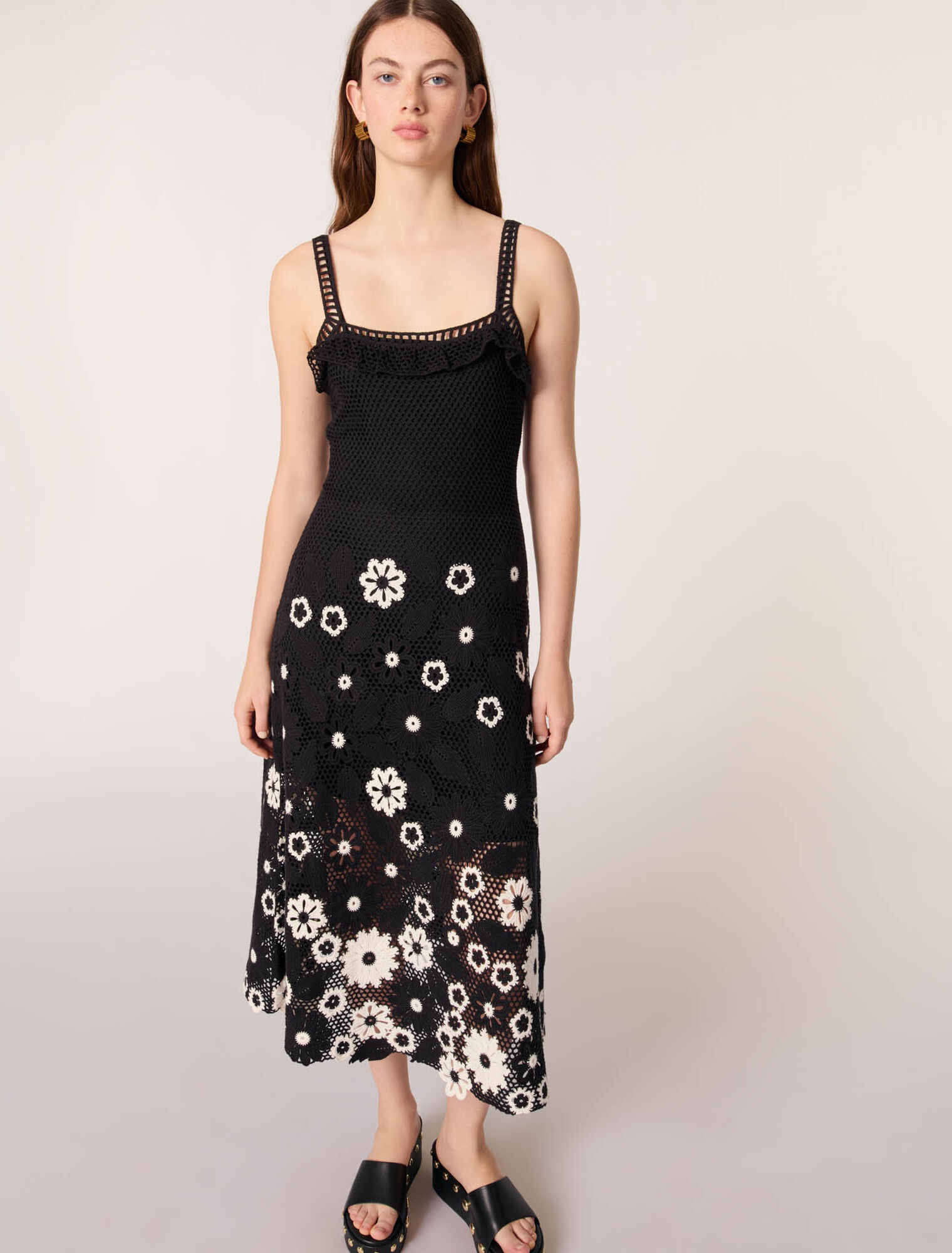 Abito lungo crochet floreale