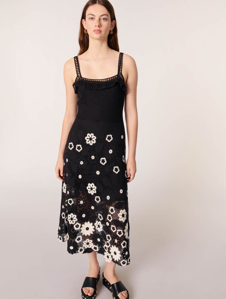 Abito lungo crochet floreale