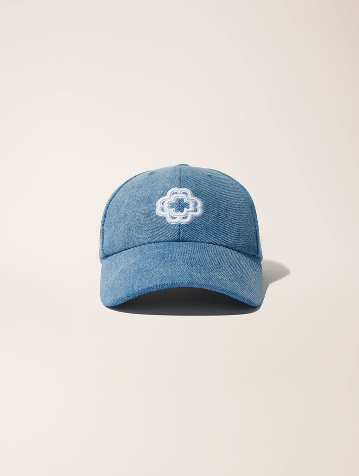 Cappello in denim con logo Clover