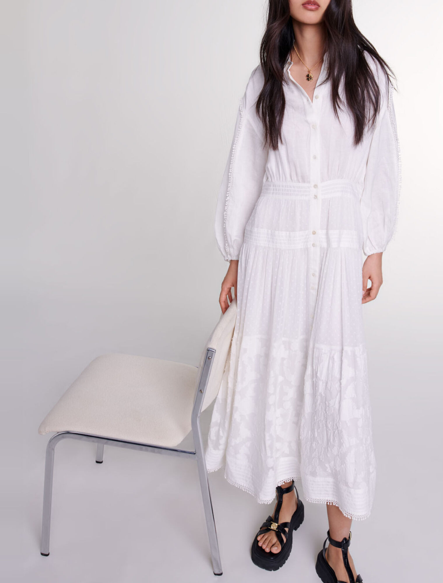 Abito lungo patchwork in cotone