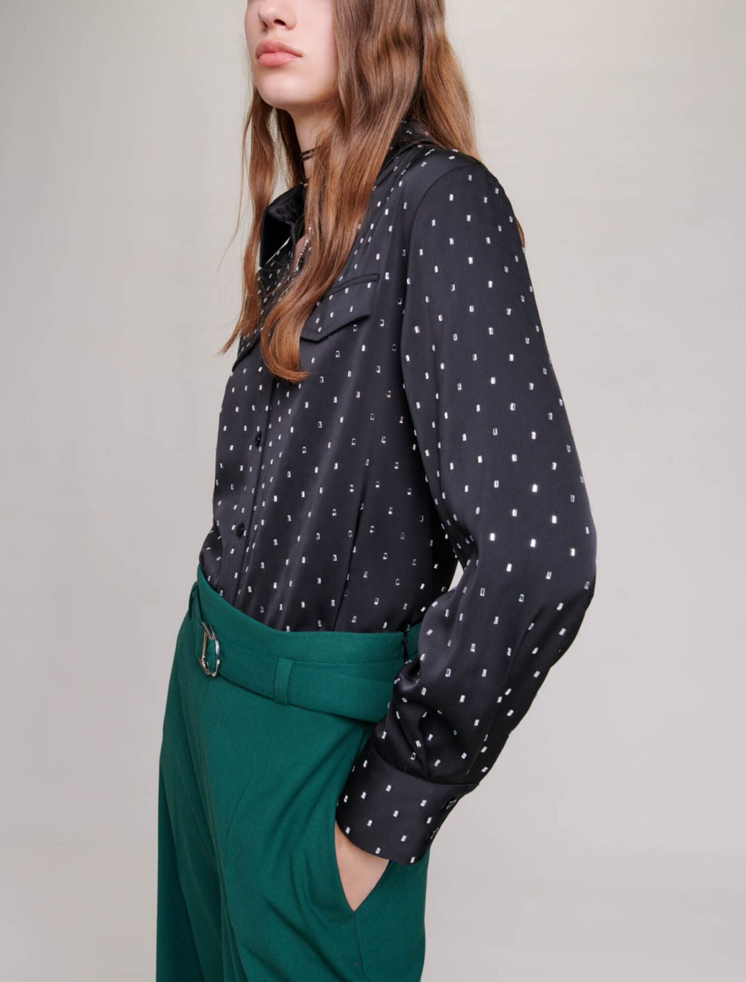Camicia satinata con strass