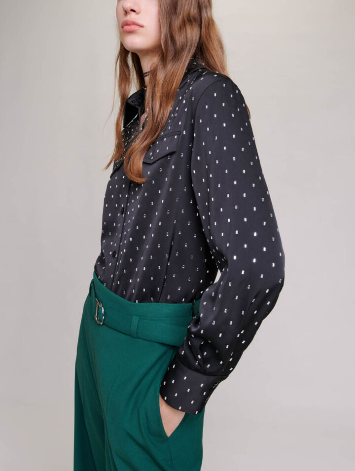 Camicia satinata con strass