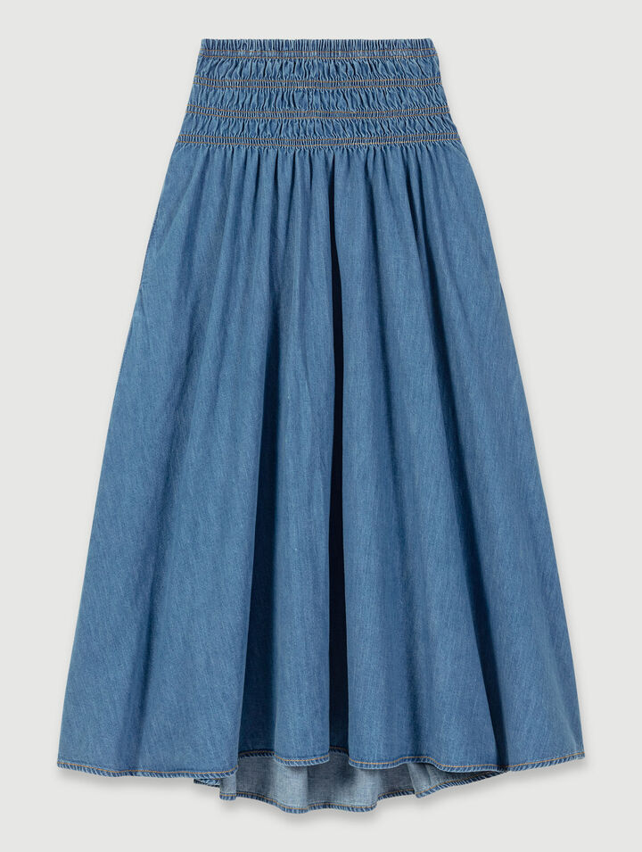 Gonna in denim e punto smock