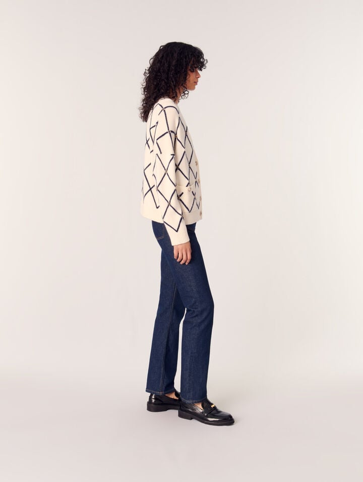 Cardigan in maglia con motivo a rombi